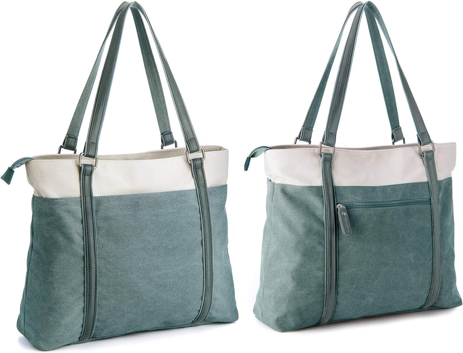 Women Laptop Tote Bag for Work – Lightweight Splice Canvas 15.6 Inch Handbag Purse