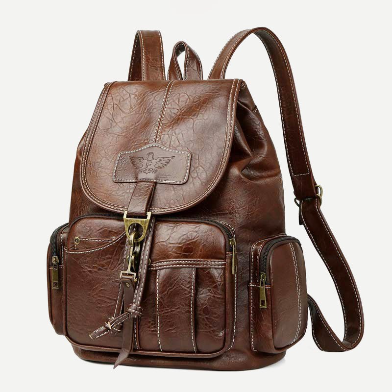 Women's vintage vegan leather backpack purse