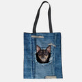 Unisex Cute Pets Print Tote Bag – Reusable Shopping Shoulder Bag for Daily Use