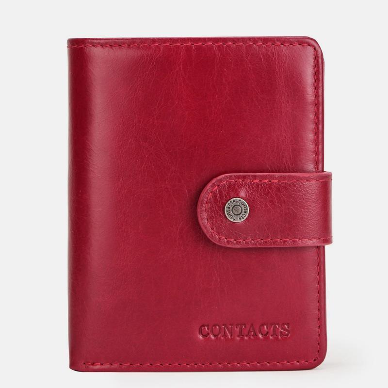 Women's genuine leather RFID trifold wallet