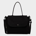 Black large canvas tote bag with zipper and adjustable strap