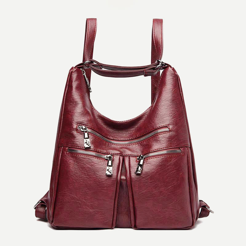 3-way leather backpack and crossbody shoulder bag