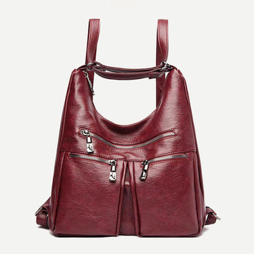 3-way leather backpack and crossbody shoulder bag