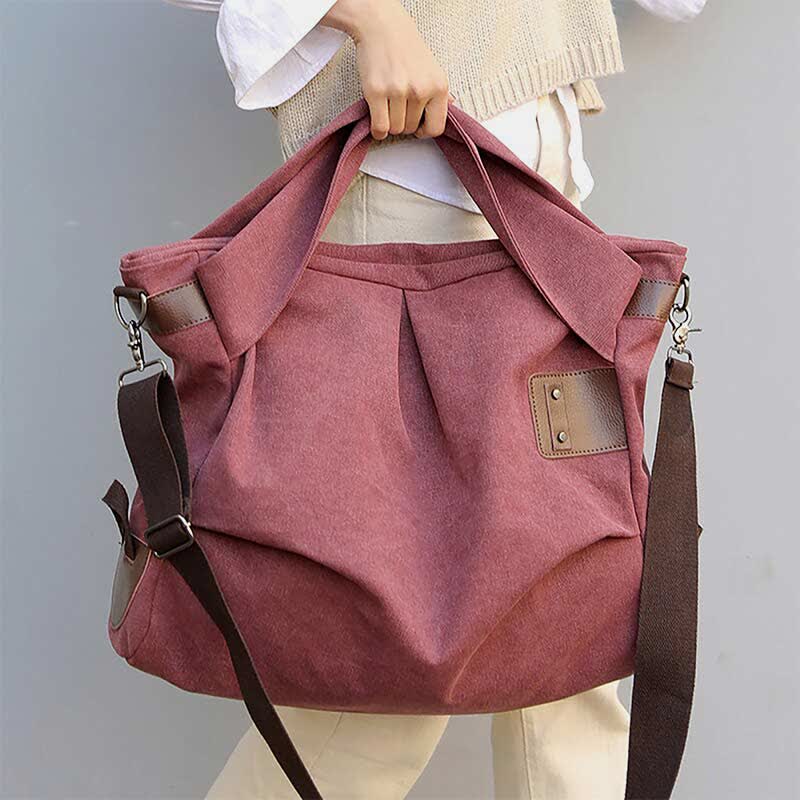 Women's large capacity canvas crossbody tote handbag
