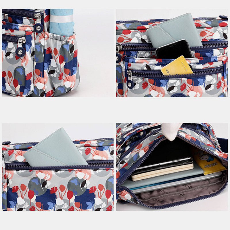 Large Capacity Waterproof Floral Crossbody Bag for Women – Stylish Shoulder Bag with Multiple Pockets
