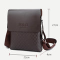 Small Messenger Bag for Men Plaid PU Leather Crossbody Shoulder Bag