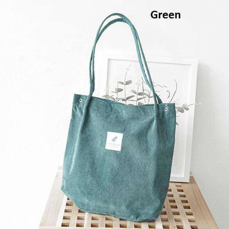 Corduroy Tote Bag for Women – Large Capacity School Shoulder Bag with Magnetic Closure
