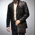 Small Messenger Bag for Men Plaid PU Leather Crossbody Shoulder Bag