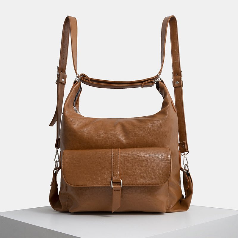 2 - in - 1 Convertible Leather Tote Backpack – Retro Shoulder Bag & Travel Day Pack
