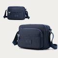 Navy blue four-zip lightweight nylon crossbody bag for women