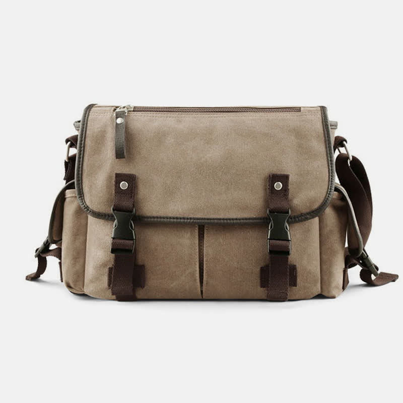 Canvas Messenger Bag for Men | Vintage Crossbody Laptop Briefcase
