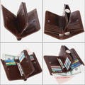 RFID Large Capacity Bifold Wallet for Men – Retro Genuine Leather with 20 Card Slots & Zipper Pockets