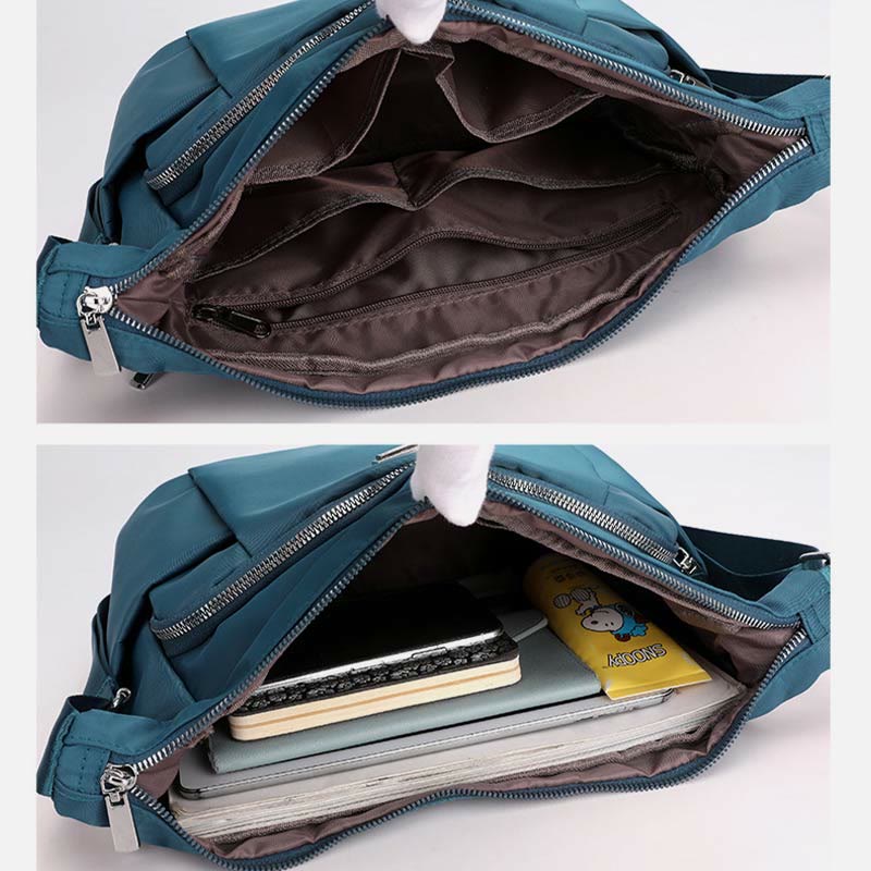 Women's plaid waterproof nylon crossbody tote bag