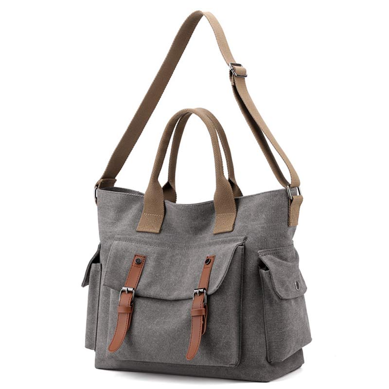 Women's large capacity canvas tote crossbody bag