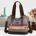 Multifunction Color Block Canvas Tote Bag | Hobo Shoulder Bag & Crossbody Purse