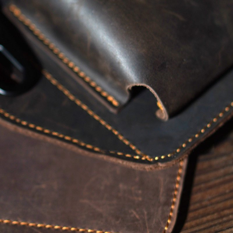 Vintage Leather Waist Phone Bag with Keychain | Outdoor Activity & Daily Use | Genuine Leather