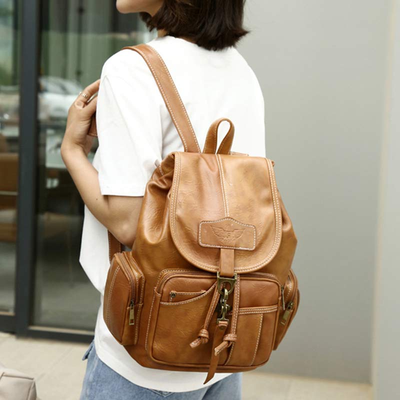 Vegan Leather Backpack for Women – Vintage Casual Daypack Purse for Ladies & Girls