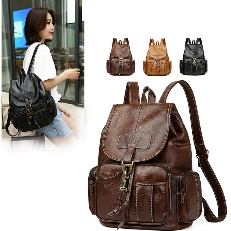 Vegan Leather Backpack for Women – Vintage Casual Daypack Purse for Ladies & Girls