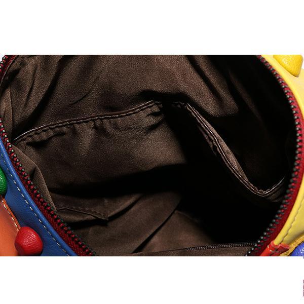 Women's genuine leather rivet backpack