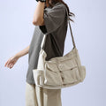 Multi - Pocket Canvas Crossbody Bag for Women | Retro Lightweight Shoulder Bag