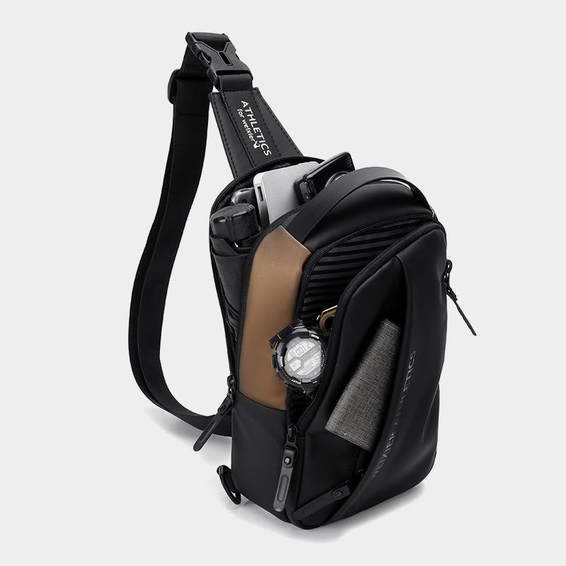Men's waterproof sling bag with USB port