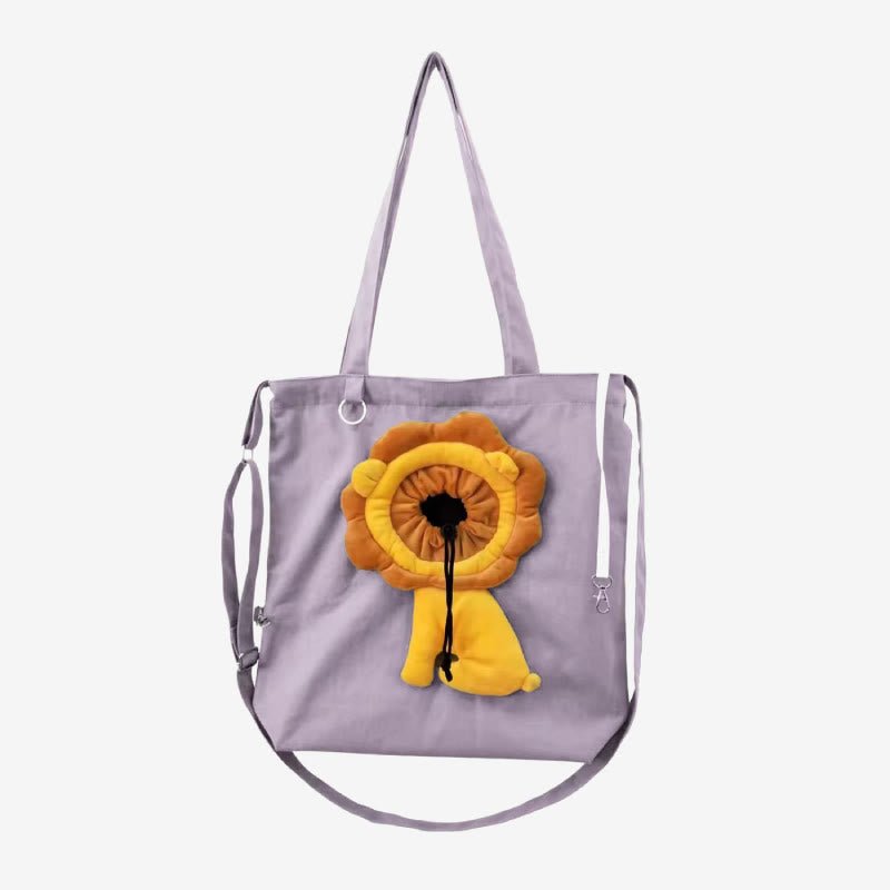 Pet Carrier for Small Animals - Travel Canvas Shoulder Bag with Cute Lion Design