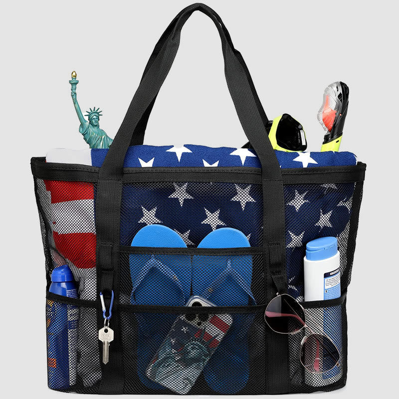 Large capacity mesh beach shoulder bag