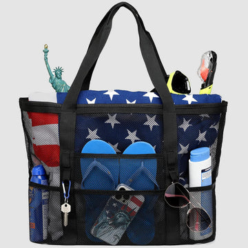 Large capacity mesh beach shoulder bag