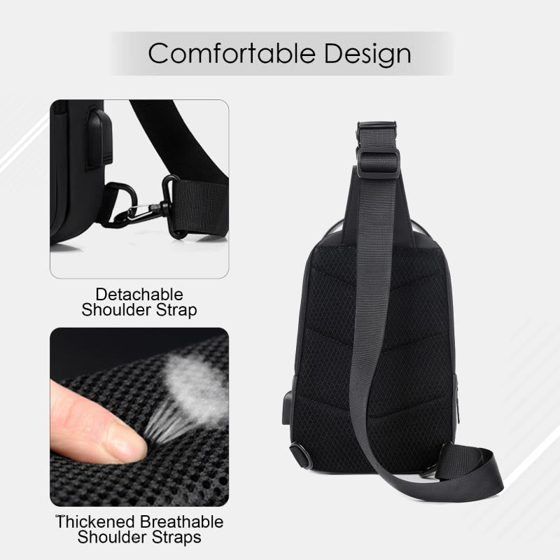 Waterproof Sling Bag for Men – Multi - Functional Chest Bag with USB Charging Port for Hiking, Cycling, and Travel