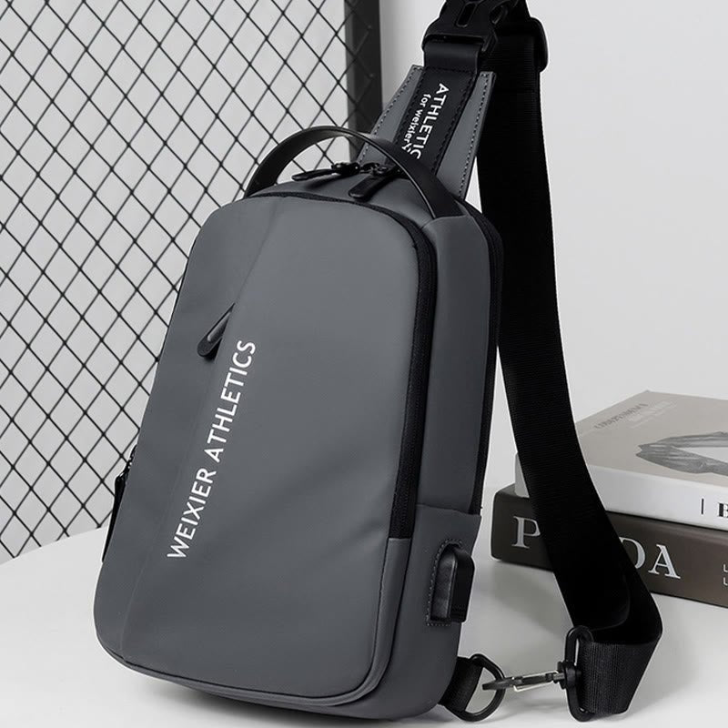 Waterproof Sling Bag for Men – Multi - Functional Chest Bag with USB Charging Port for Hiking, Cycling, and Travel
