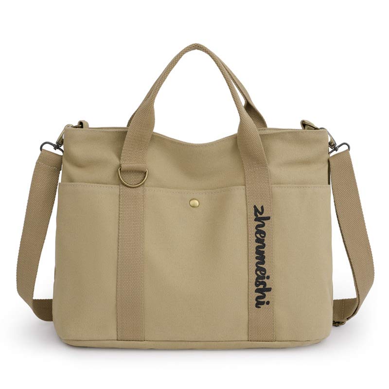 Reusable water-resistant canvas shoulder tote bag