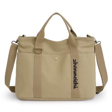 Reusable water-resistant canvas shoulder tote bag