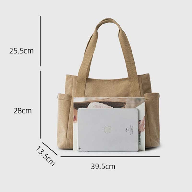 Large Capacity Canvas Shoulder Tote Bag – Multi - Pocket Handbag for Shopping, Travel & Everyday Use