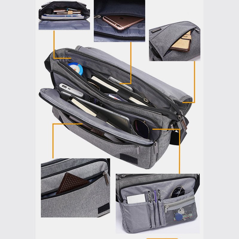 Waterproof Men’s Canvas Messenger Bag - Small Laptop Crossbody Bag
