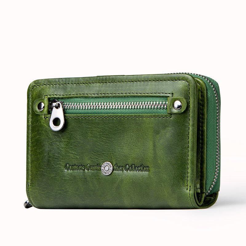 Genuine leather two fold multifunction short wallet