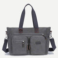Multi - Pocket Canvas Tote Handbag for Women & Men – Retro Laptop Bag with Adjustable Straps