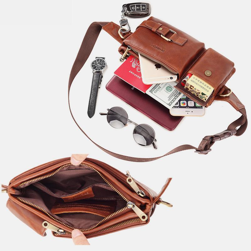 Vintage Multi - Carry Genuine Leather Sling Bag – Versatile Crossbody, Waist, and Sling Bag for Men and Women