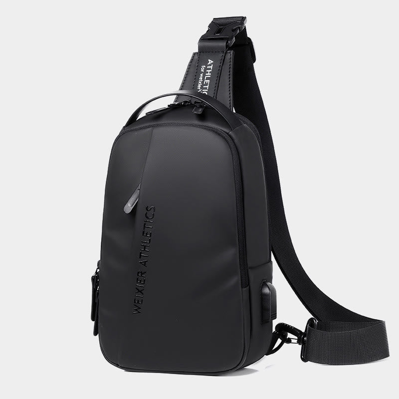 Waterproof Sling Bag for Men – Multi - Functional Chest Bag with USB Charging Port for Hiking, Cycling, and Travel