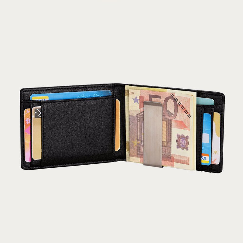 Minimalist Multi - Slot Bifold Card Holder RFID Blocking Wallet with Cash Clip