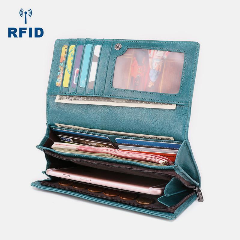 Women's genuine leather RFID vintage wallet