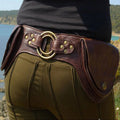 Medieval Leather Double Pocket Belt Bag – Vintage Hip Belt Waist Bag for Daily and Festivals