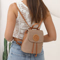 Women's straw drawstring backpack for beach and summer