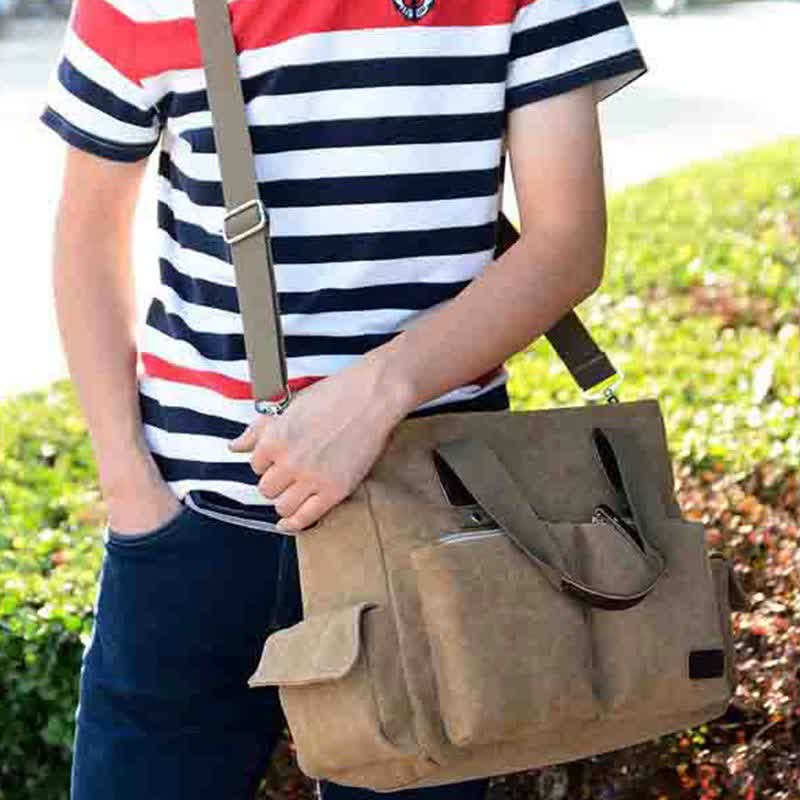 Casual Canvas Laptop Tote Bag for Men & Women – Work Handbag with Adjustable Strap