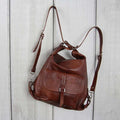 2 - in - 1 Convertible Leather Tote Backpack – Retro Shoulder Bag & Travel Day Pack