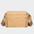 Cream waterproof nylon crossbody bag for women with adjustable strap