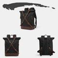 Unisxe Leather Canvas Waxed Backpack Travel Rucksack Waterproof Laptop Bag