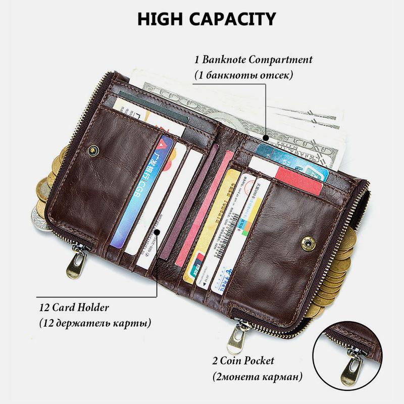 Men's RFID anti-theft genuine leather bifold wallet