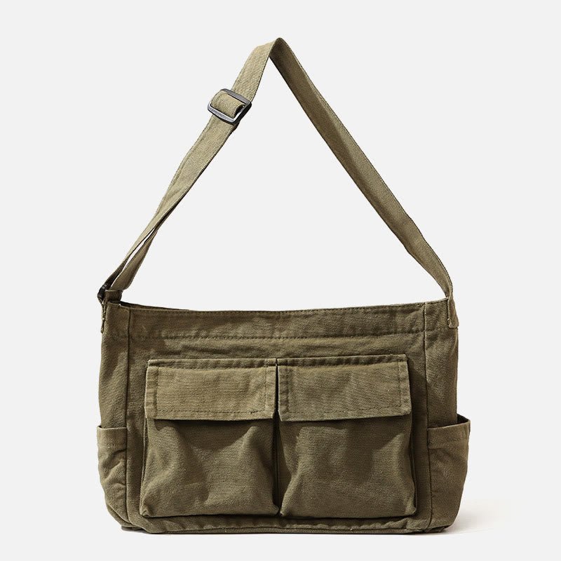 Multi - Pocket Canvas Crossbody Bag for Women | Retro Lightweight Shoulder Bag