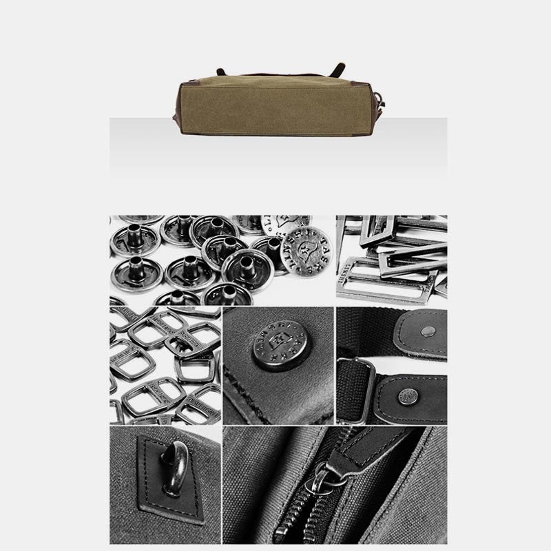 Messenger Bag for Men – Canvas Vintage Crossbody Handbag with Crazy Horse Leather, Casual Business Document Bag