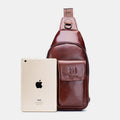 Genuine Leather Sling Chest Bag with Earphone Hole – Stylish & Practical Crossbody Shoulder Bag